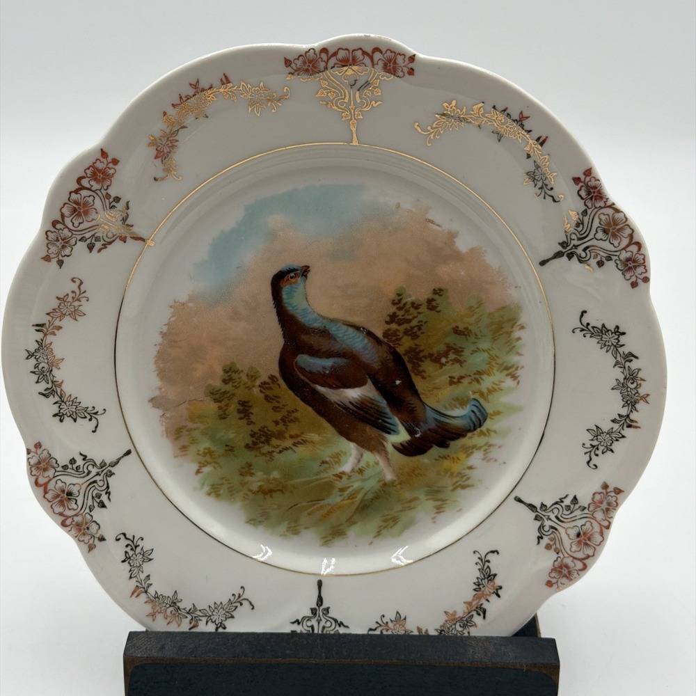 Z.S.&Co. Scherzer Bavaria Punch Game Bird Quail Cabinet Wall Plate 7.5" dia.